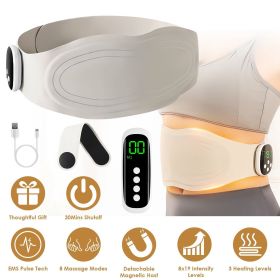 Portable Cordless EMS Heating Pad Massager 8 Customizable Modes,19 Intensity Levels,3 Heating Settings,Magnetic Detachable Host