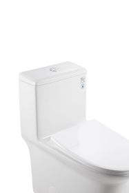 1.1/1.6 GPF Elongated Comfort Height Super Quite Flushing Floor Mounted One-Piece Toilet, CUPC Certified, WaterSense Cetified, Ceramic, White Col