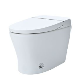 Heated Seat Smart Toilet without Bidet, Upmarket Compact Dual Flush Toilet 1/1.28 GPF, Tank less toilet with Adjustable Temp Heated Seat