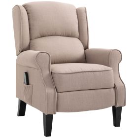 Vibration Massage Recliner Chair for Living Room with Heat, Wingback Single Sofa, Modern Linen Fabric Push Back Reclining Chair with Footrest