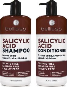 Salicylic Acid Shampoo and Conditioner Set Scalp Exfoliator Formula for Flakes Anti Dandruff and Itch Relief for Women and Men Sulfate and Parabe