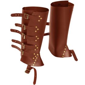 Medieval Renaissance Knight PU Leather Punk Leggings Boots Shoe Cover (Option: Yellowish Brown)