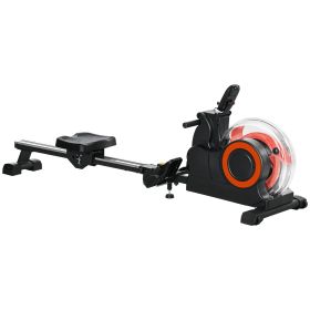 Foldable Rower Machine, Water Rowing Machine with Wheels, LCD Monitor and Tablet Holder for Cardio Training, Red (Option: Red-970x330x580 mm)