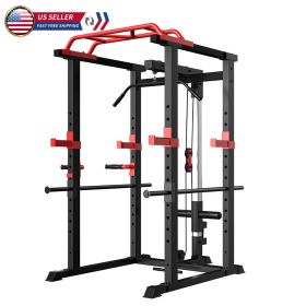 Multi-functional Power Cage Home Adjustable Pullup Squat Rack Capacity Comprehensive Fitness Barbell Rack (Option: Black)