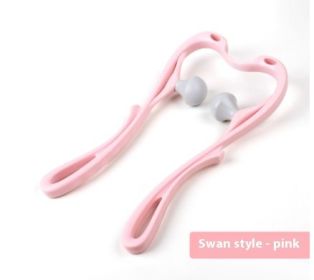 Multifunctional Manual Six-wheel Neck Massager Massage Relieve Roller Massage Tool (Option: Swan pink)
