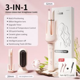 Automatic Hair Curler 32mm Auto Rotating Ceramic Hair Roller Professional Curling Iron Stick 40mm Curling Wand Hair Waver gift (Plug Type: EU, Color: 28mm 32mm comb)