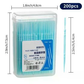 Portable Ultra Fine Toothpick Disposable Family Box Packed Pick Double Head High End Personality Creative Fruit Stick 200 Pieces (Color: Blue 1x box)